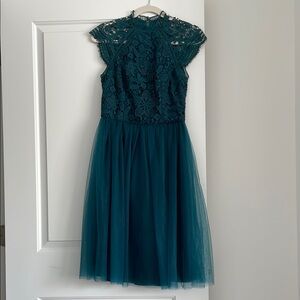 Chi Chi London Teal Lace Dress